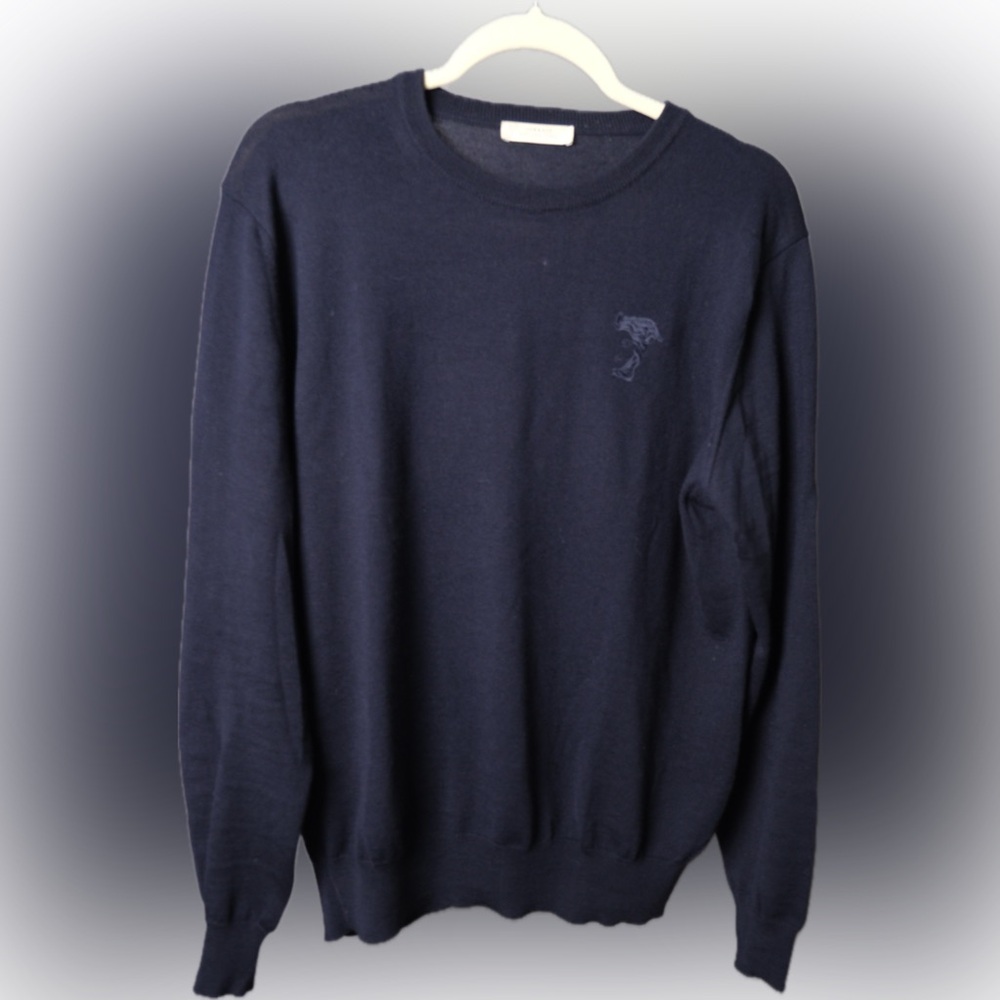 Versace men’s merino wool sweater in navy